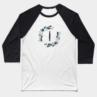 Floral Monogram I Dark Bohemian Flora Baseball T-Shirt